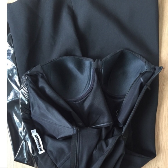 ★Org.$2480 Paris Runway Collection Piece JIL SANDER Wool Strapless Dress Black36 - Picture 11 of 15